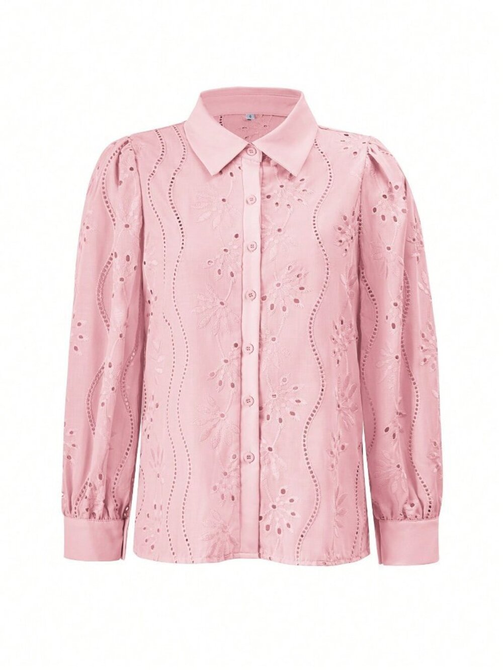 Pink Boho Women's Embroidered Hollow Out Embroidery Blouse - Picture 5 of 10